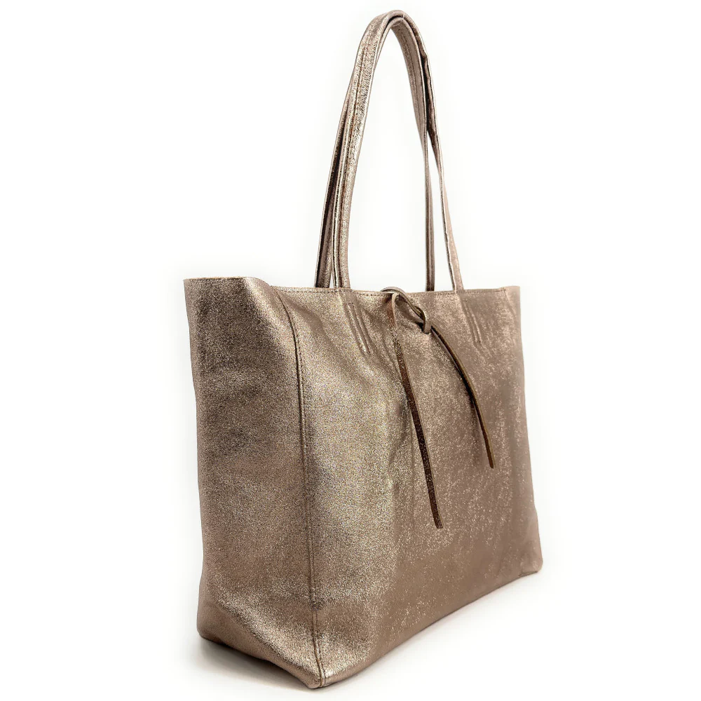 Sac cabas en cuir métallisé HOBART Champagne irisé - Image 4