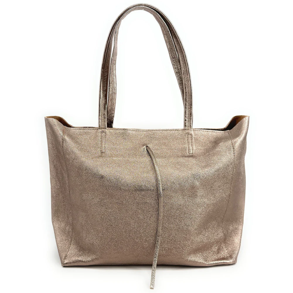 Sac cabas en cuir métallisé HOBART Champagne irisé - Image 5