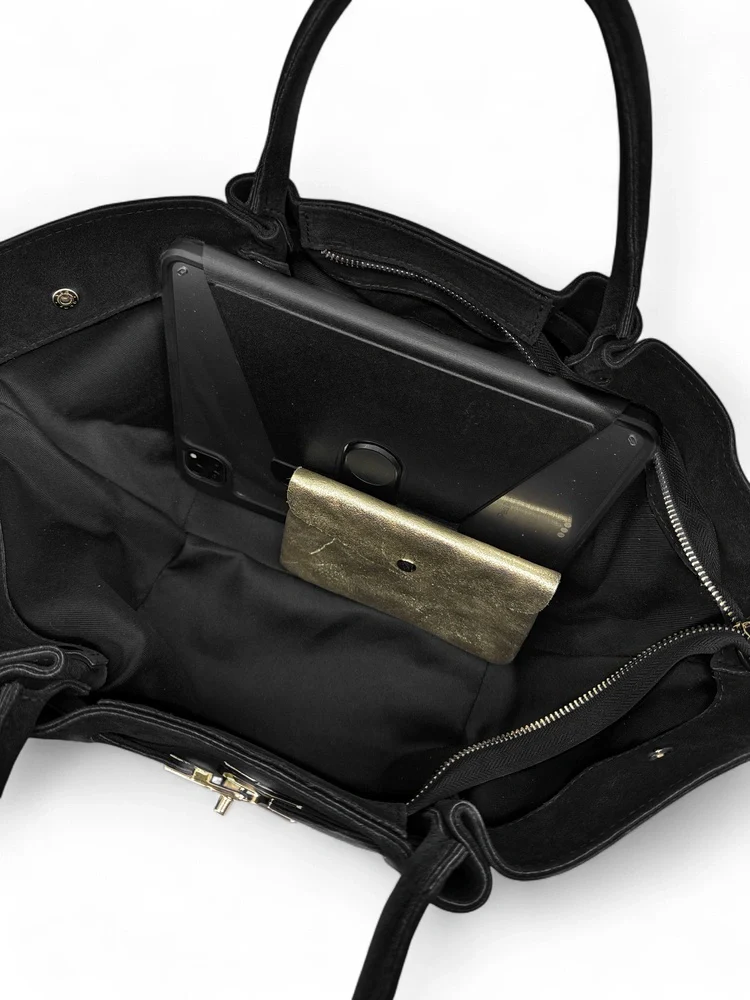 Sac cabas en daim CAPRI SUEDE Noir - Image 8