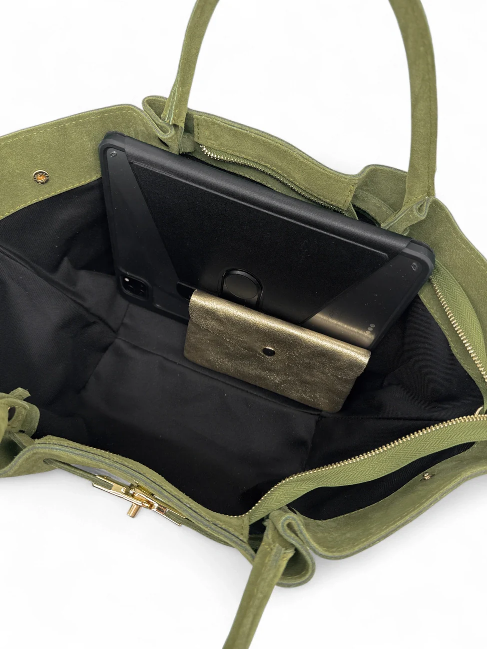 Sac cabas en daim CAPRI SUEDE Vert amande - Image 7