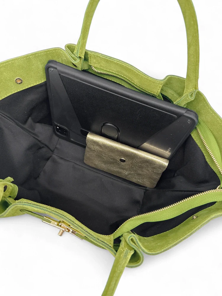 Sac cabas en daim CAPRI SUEDE Vert anis - Image 7