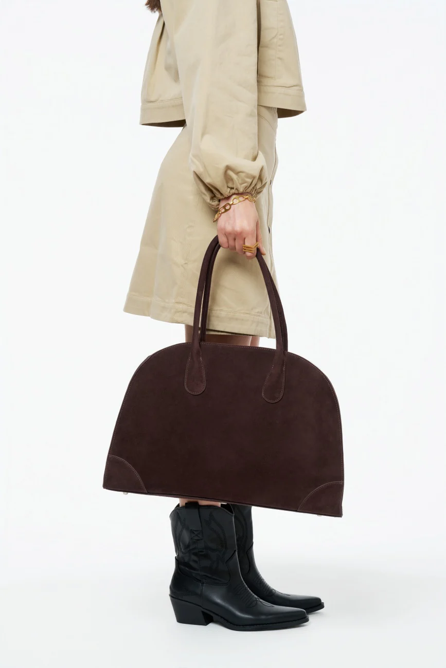 Sac cabas en daim CONSTANCE Chocolat - Image 2