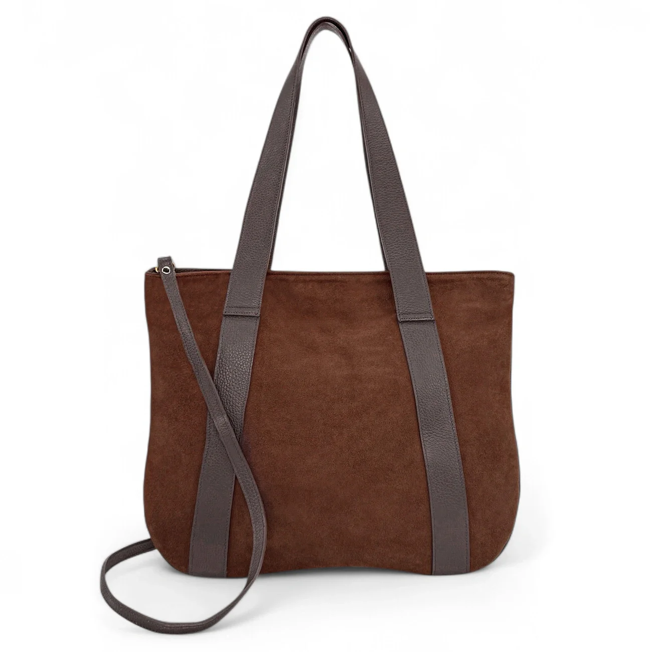 Sac cabas en croûte de cuir SOLENE Chocolat - Image 3