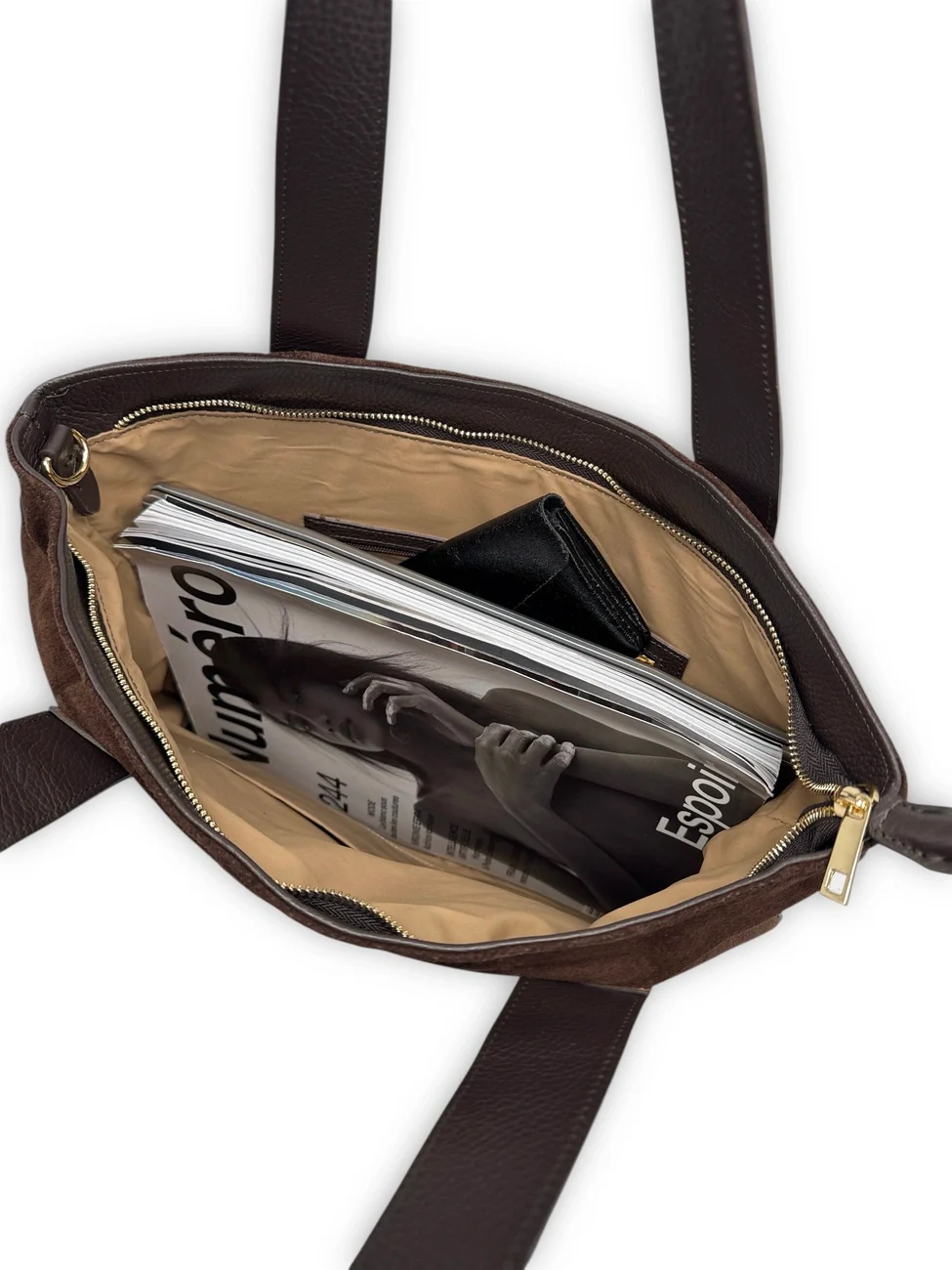 Sac cabas en croûte de cuir SOLENE Chocolat - Image 6