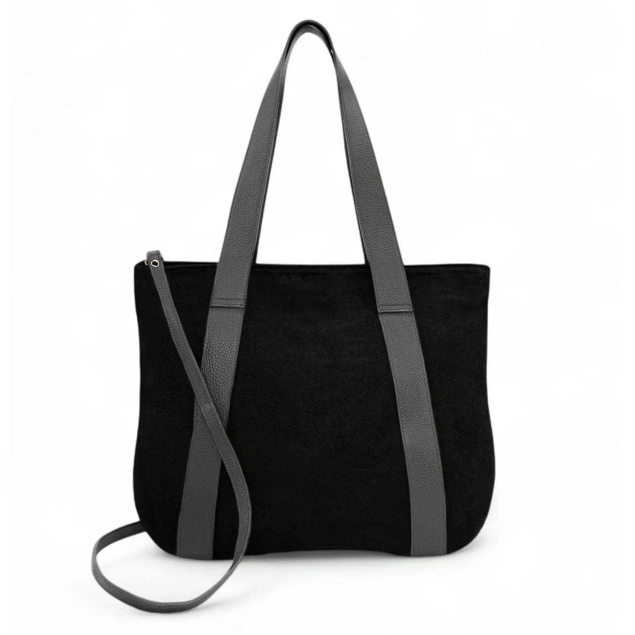 Sac cabas en croûte de cuir SOLENE Noir - Image 3