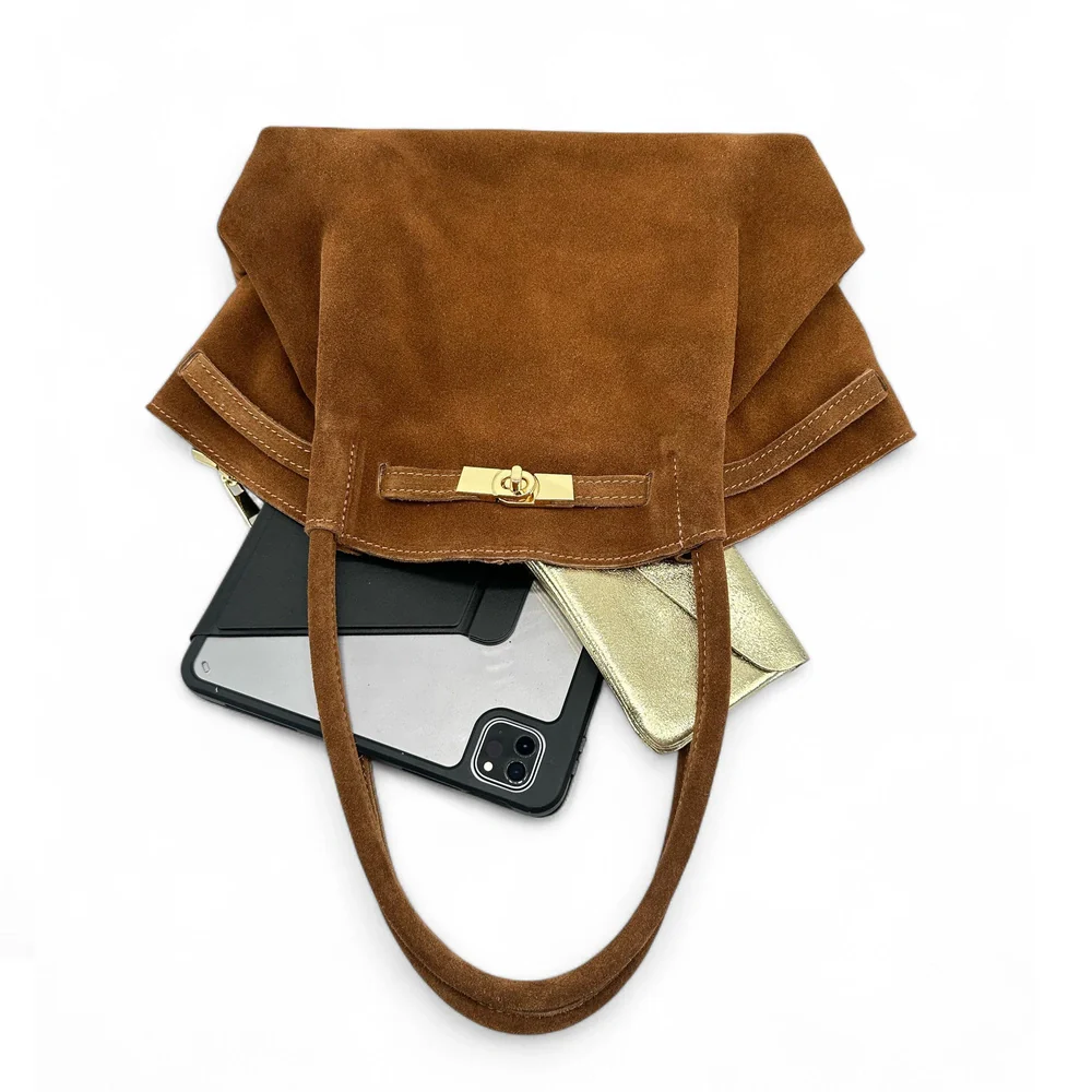 Sac cabas loose en daim ALANA Camel - Image 6