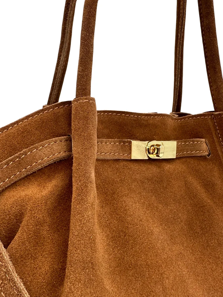 Sac cabas loose en daim ALANA Camel - Image 7