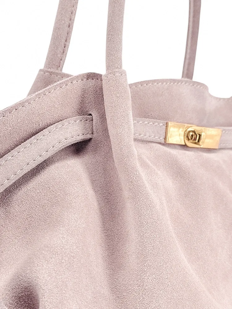 Sac cabas loose en daim ALANA Rose nude - Image 7