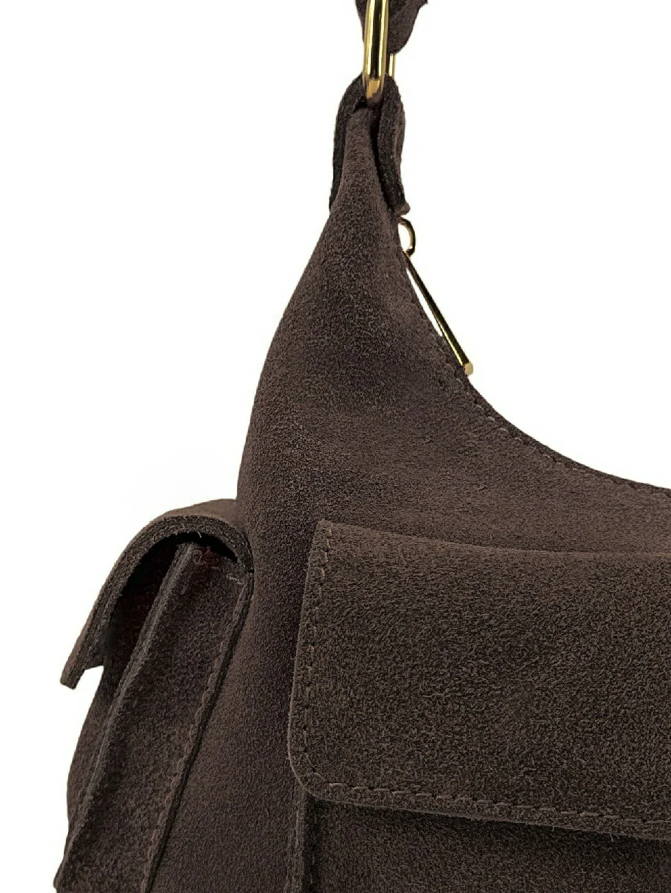 Sac cargo multipoches en daim LARA Chocolat - Image 5