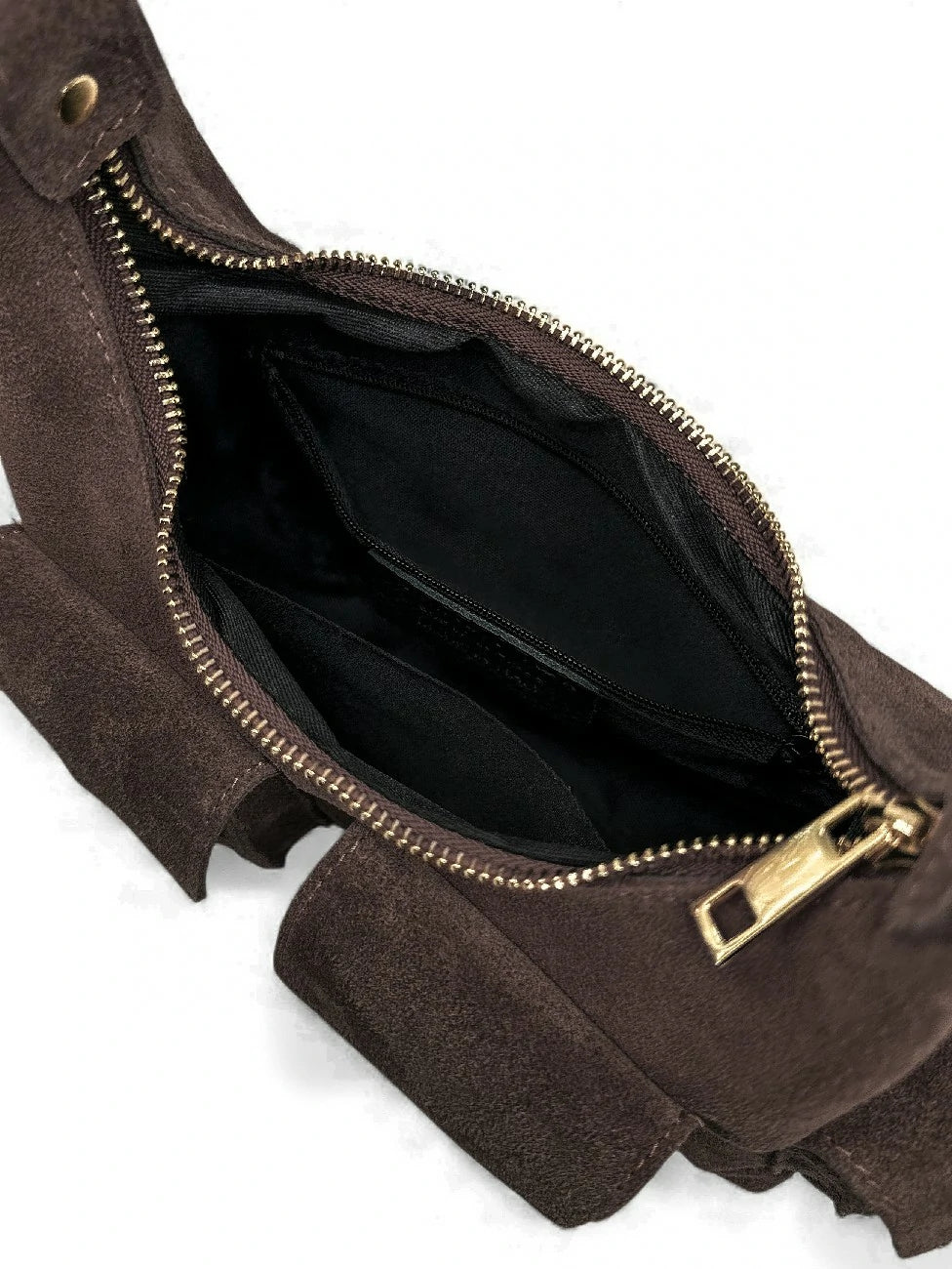 Sac cargo multipoches en daim LARA Chocolat - Image 6