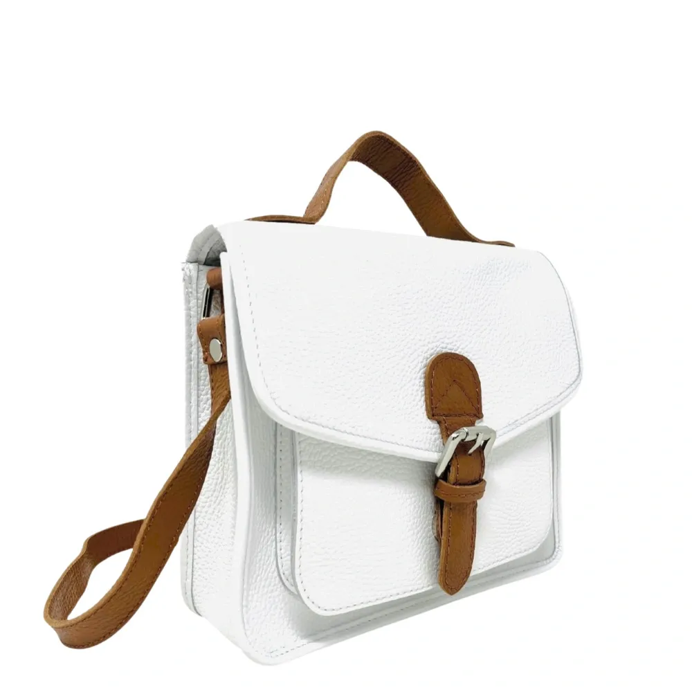 Sac cartable en cuir grainé CALVI Blanc - Image 2