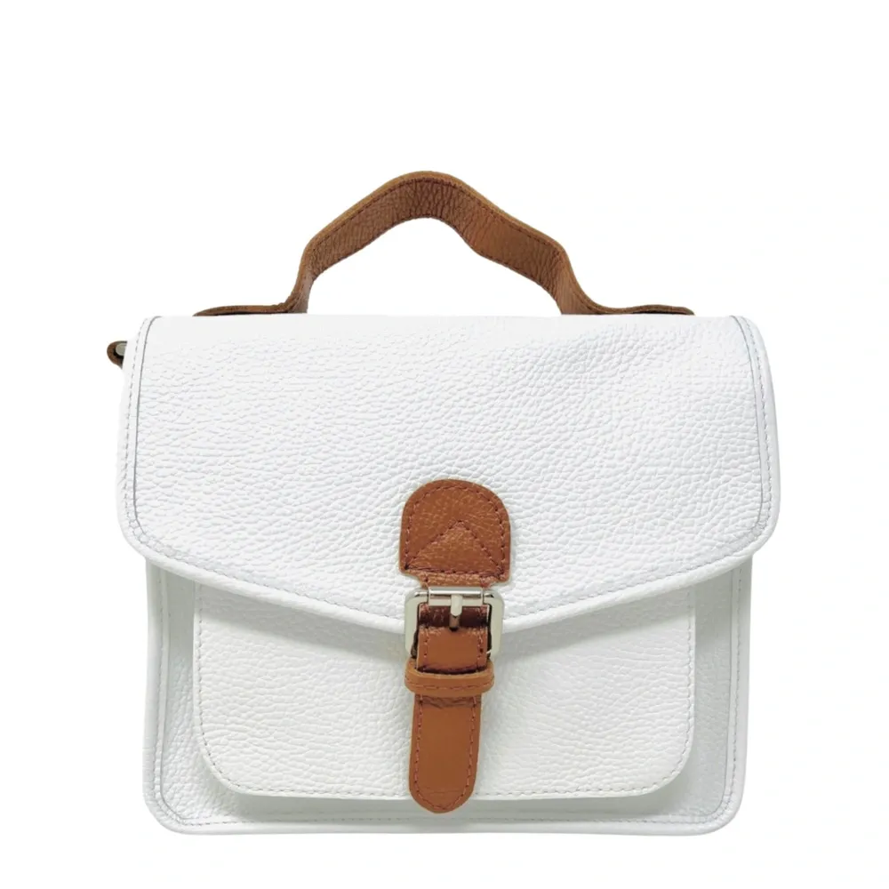 Sac cartable en cuir grainé CALVI Blanc - Image 4