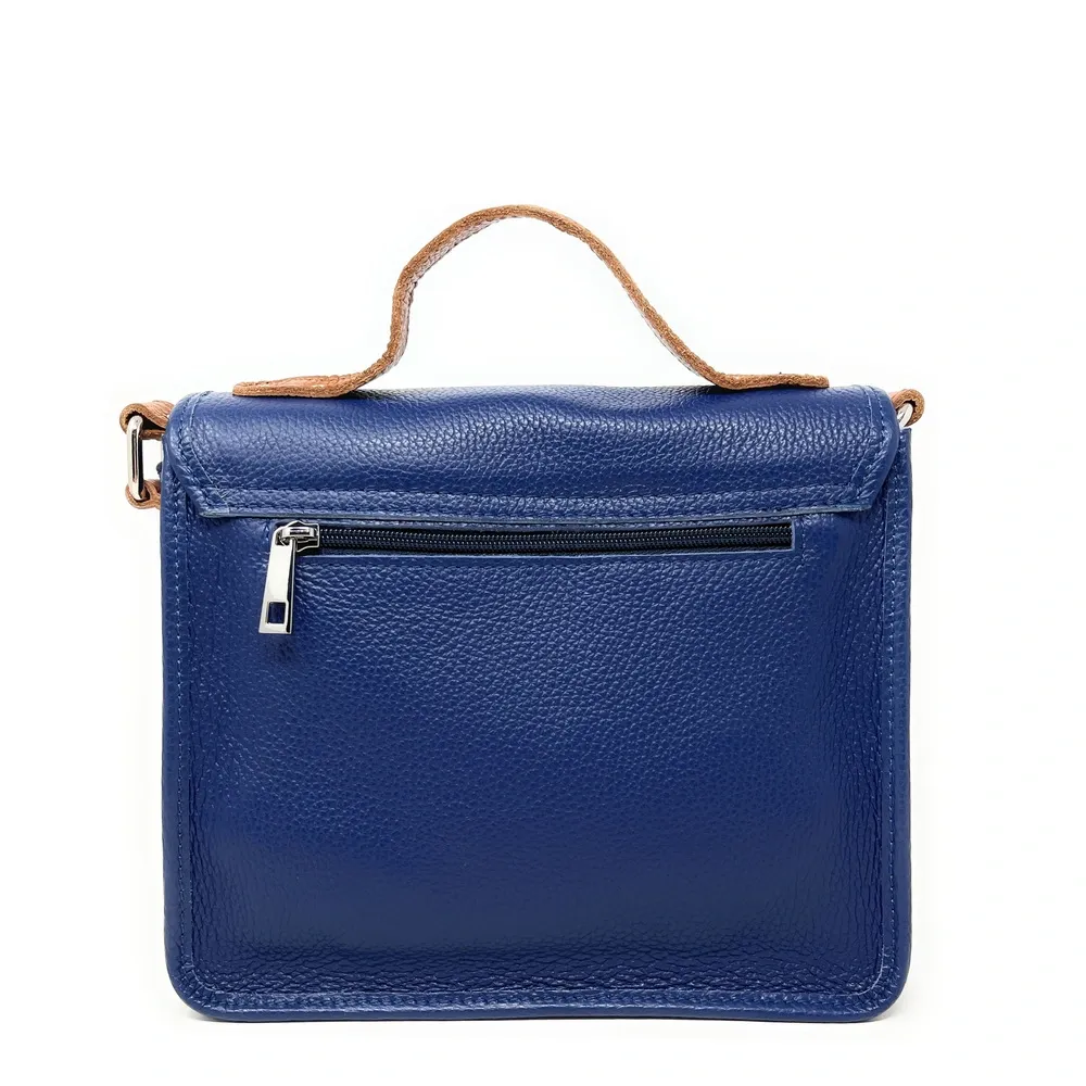 Sac cartable en cuir grainé CALVI Bleu - Image 3