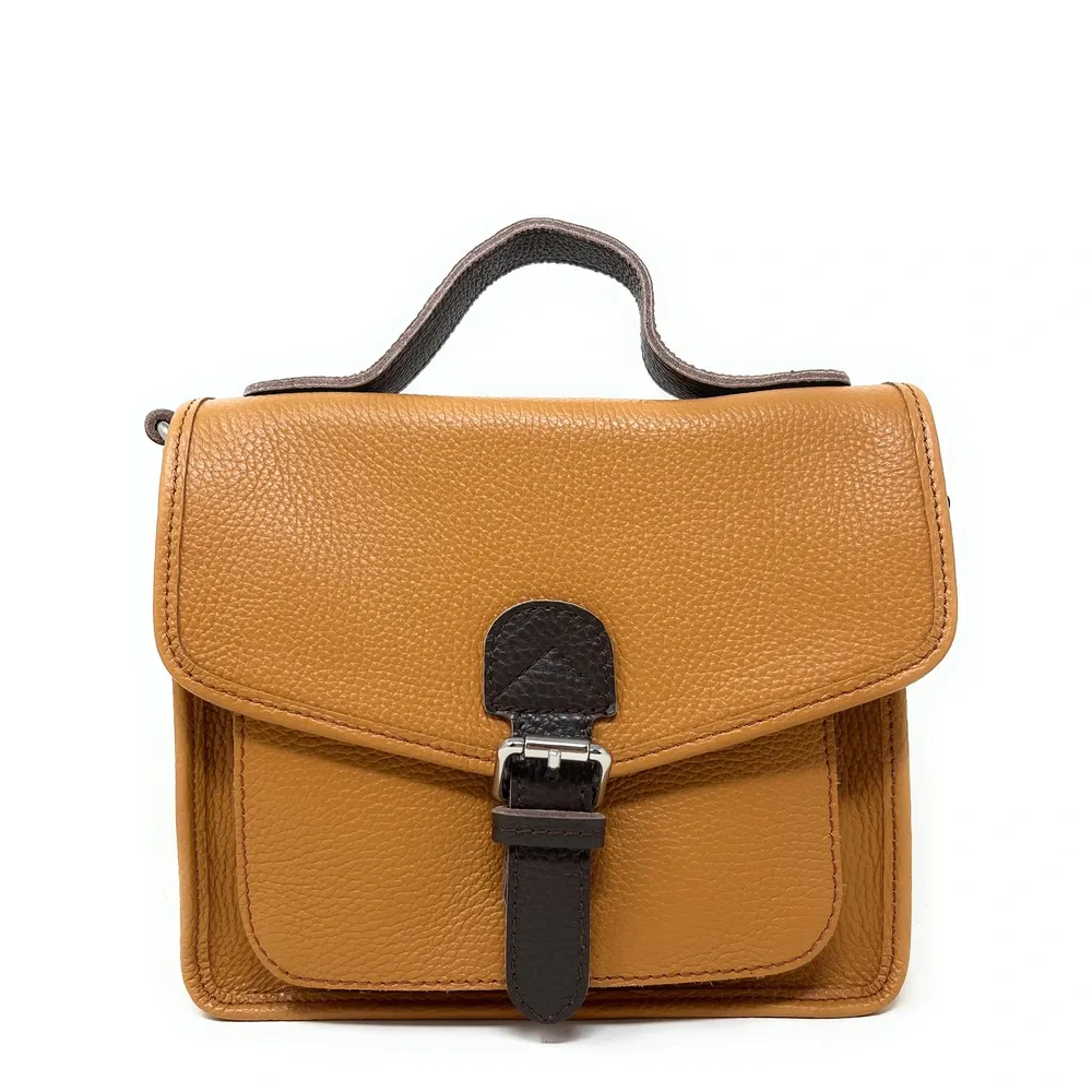 Sac cartable en cuir grainé CALVI Camel - Image 4