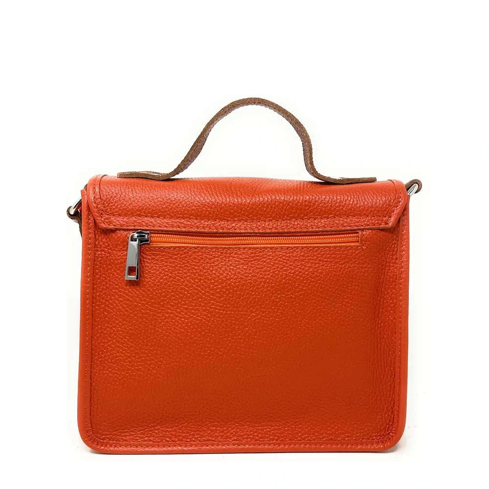Sac cartable en cuir grainé CALVI Mandarine - Image 3