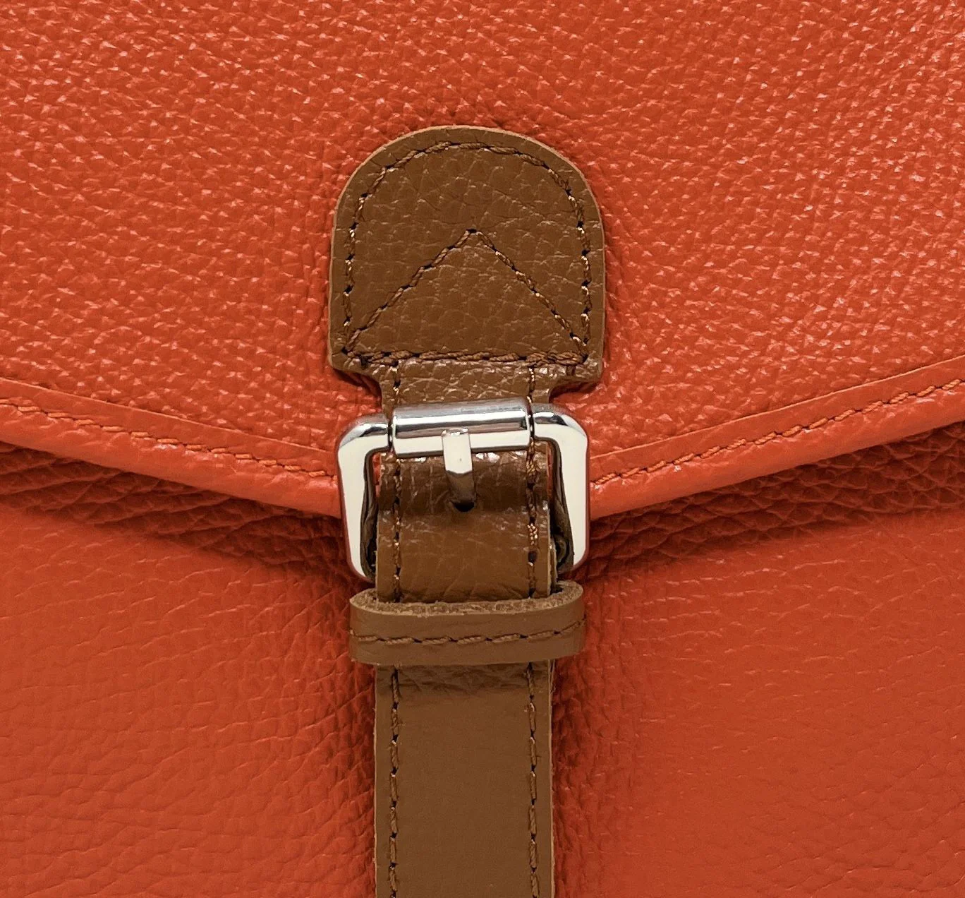 Sac cartable en cuir grainé CALVI Mandarine - Image 5