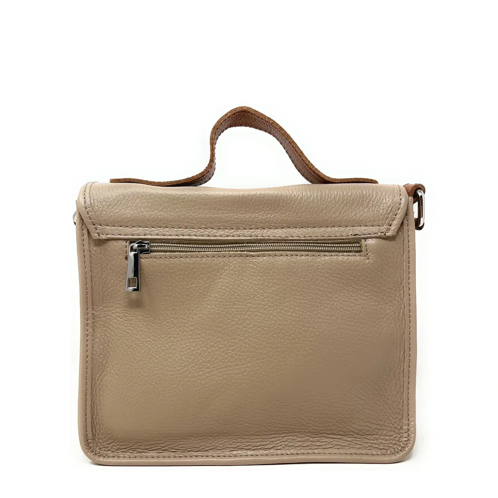 Sac cartable en cuir grainé CALVI Taupe - Image 3
