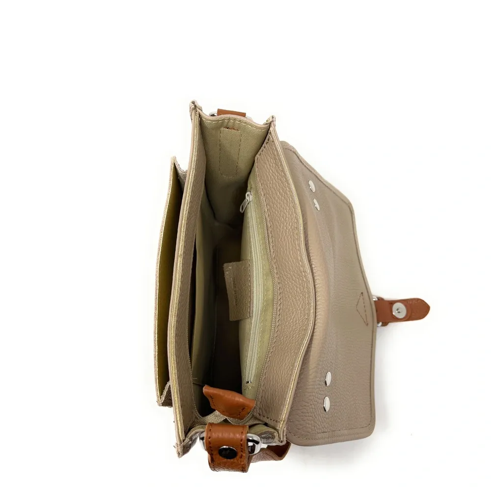 Sac cartable en cuir grainé CALVI Taupe - Image 6