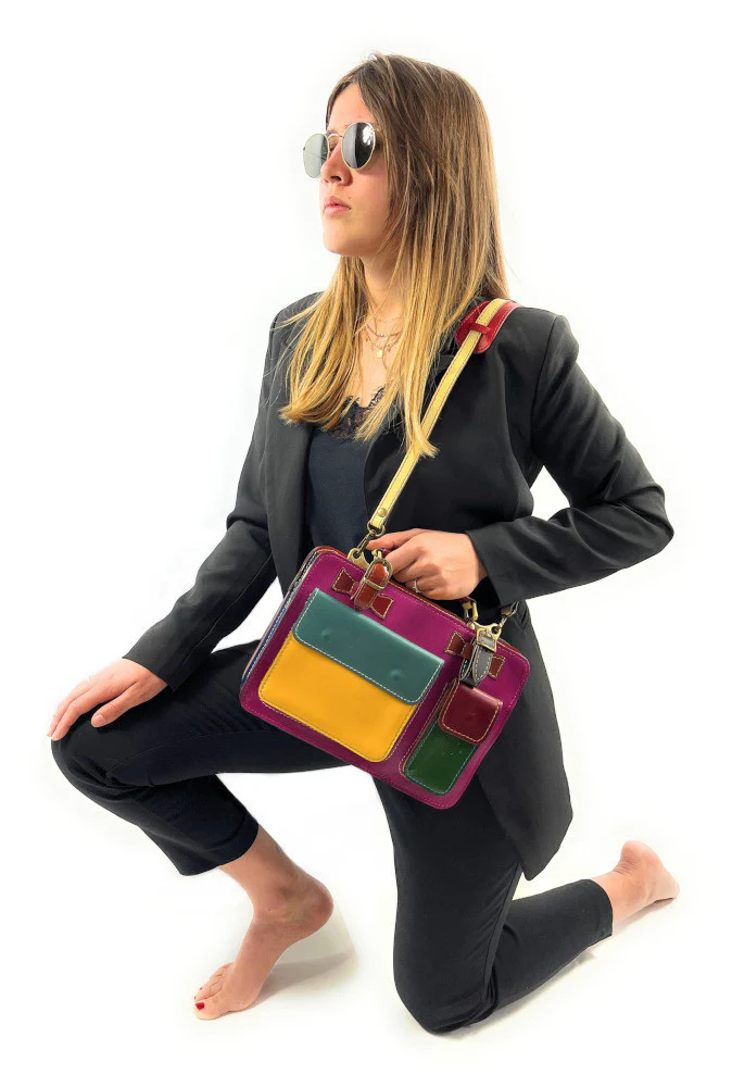 Sac cartable en cuir lisse PICADILLY CIRKUS rouge multicolore 10 - Image 5