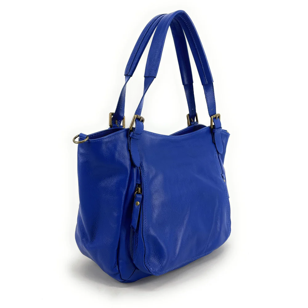 Sac en cuir lisse ELTON Bleu roi - Image 3