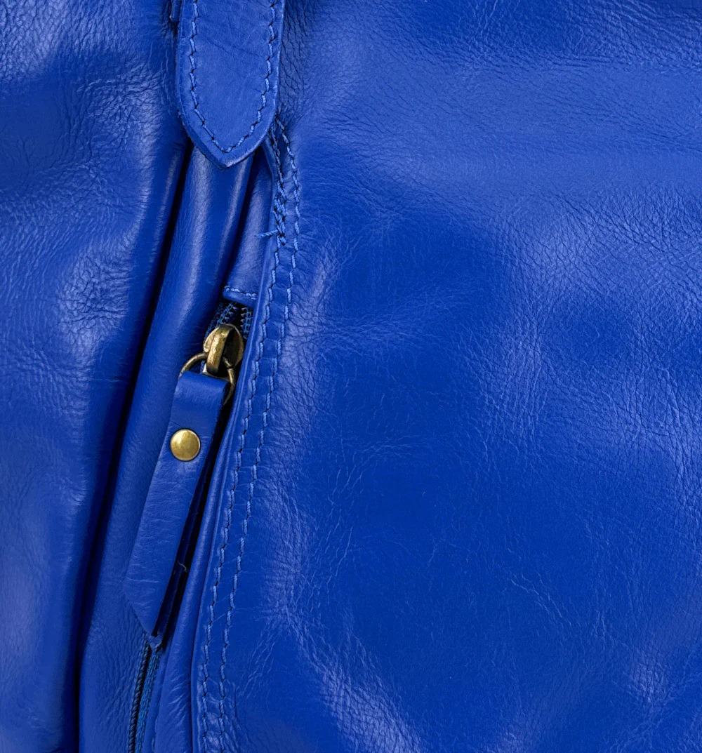 Sac en cuir lisse ELTON Bleu roi - Image 6