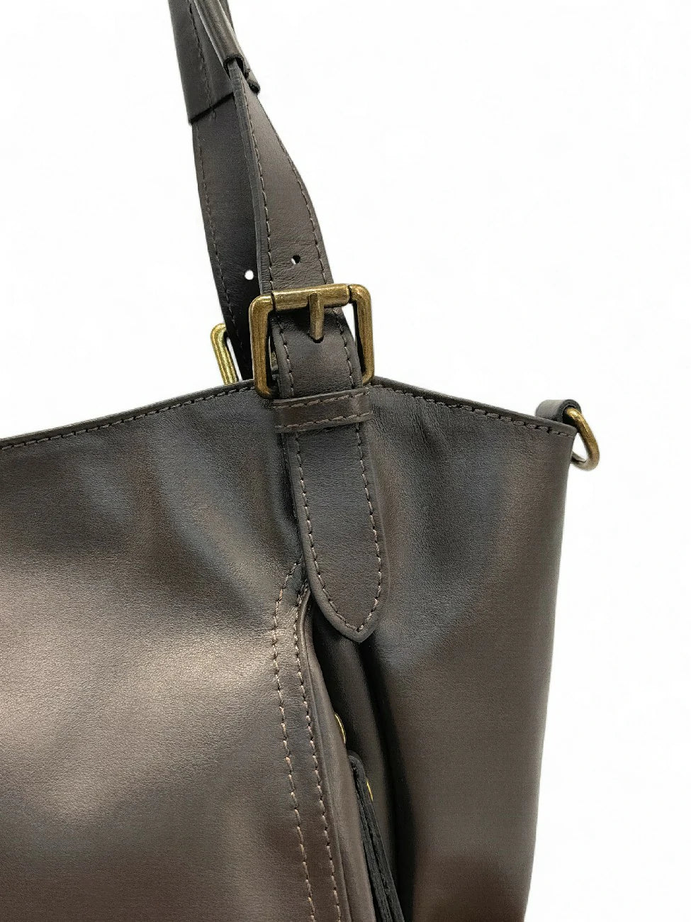 Sac en cuir lisse ELTON Chocolat - Image 5