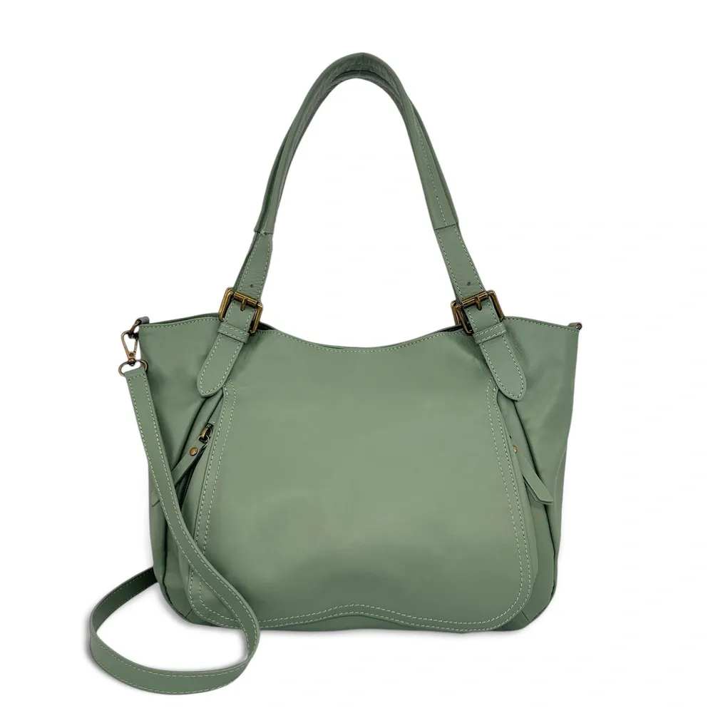 Sac en cuir lisse ELTON Vert amande - Image 5