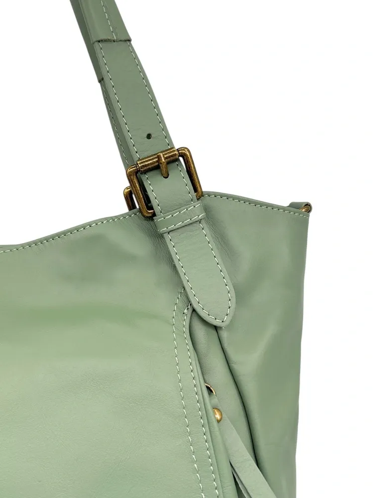 Sac en cuir lisse ELTON Vert amande - Image 6