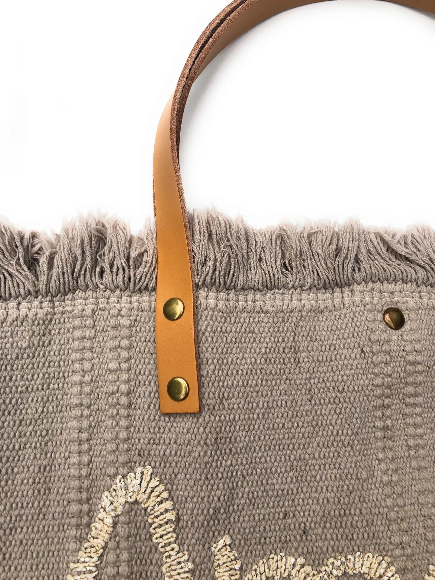 Sac de plage cabas en tissu AMOUR Beige crème - Image 3