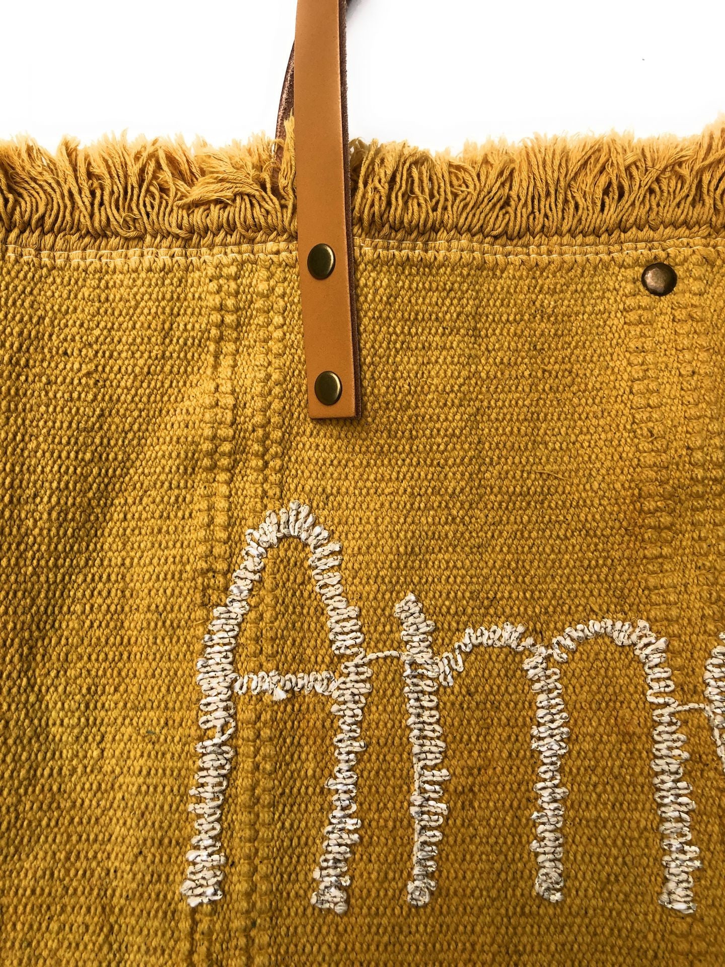 Sac de plage cabas en tissu AMOUR Jaune Moutarde - Image 3
