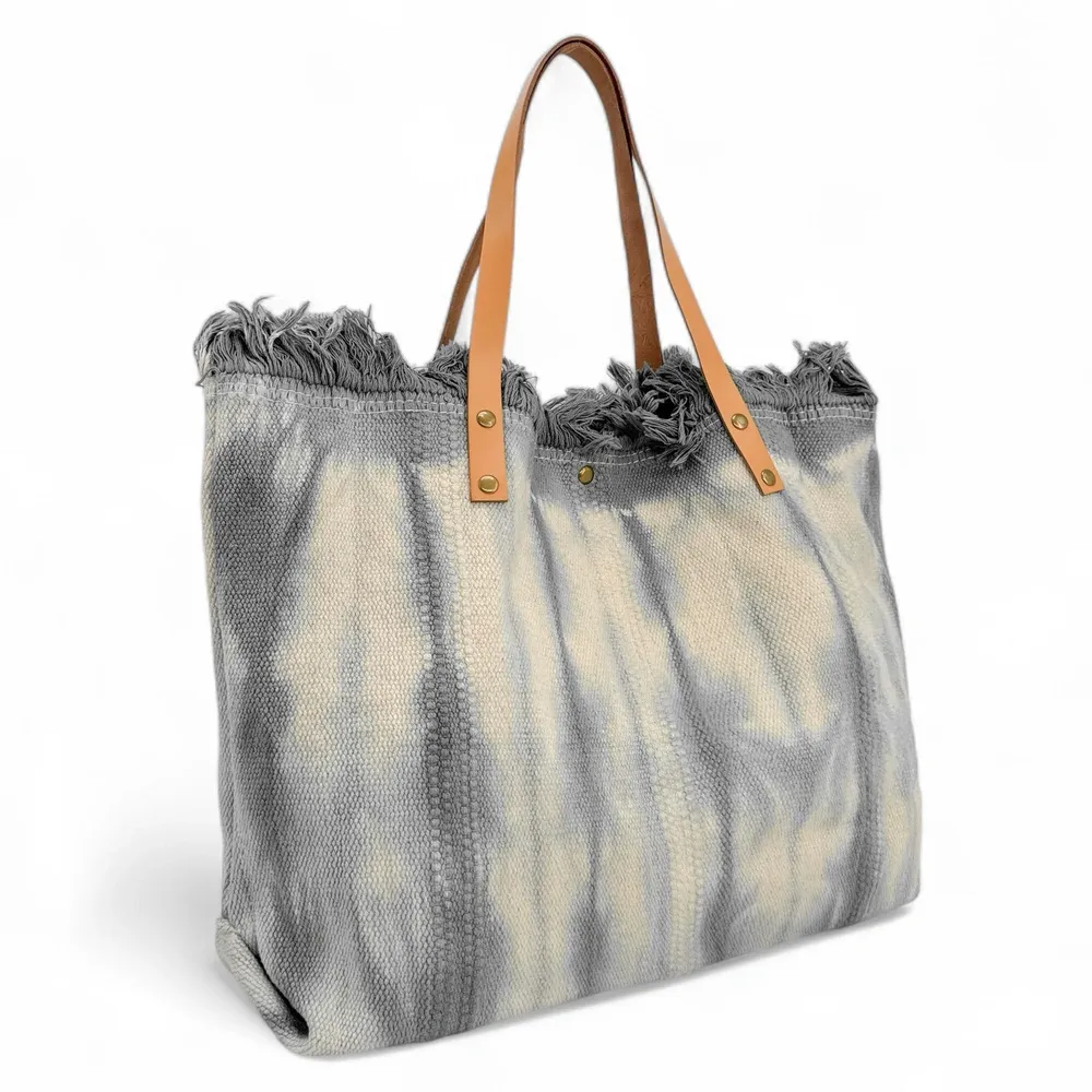 Sac de plage cabas en tissu BELIZE Gris clair - Image 2