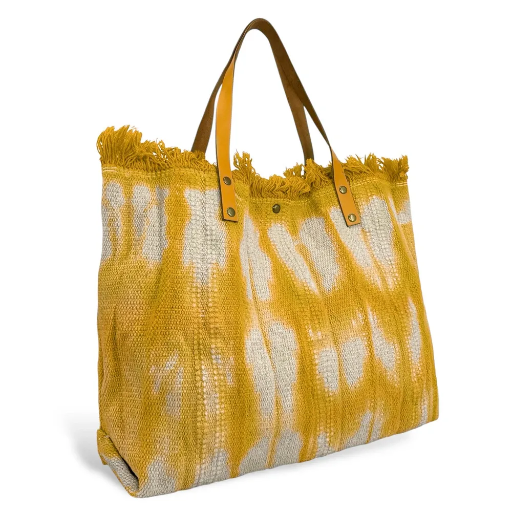 Sac de plage cabas en tissu BELIZE Jaune Moutarde - Image 2