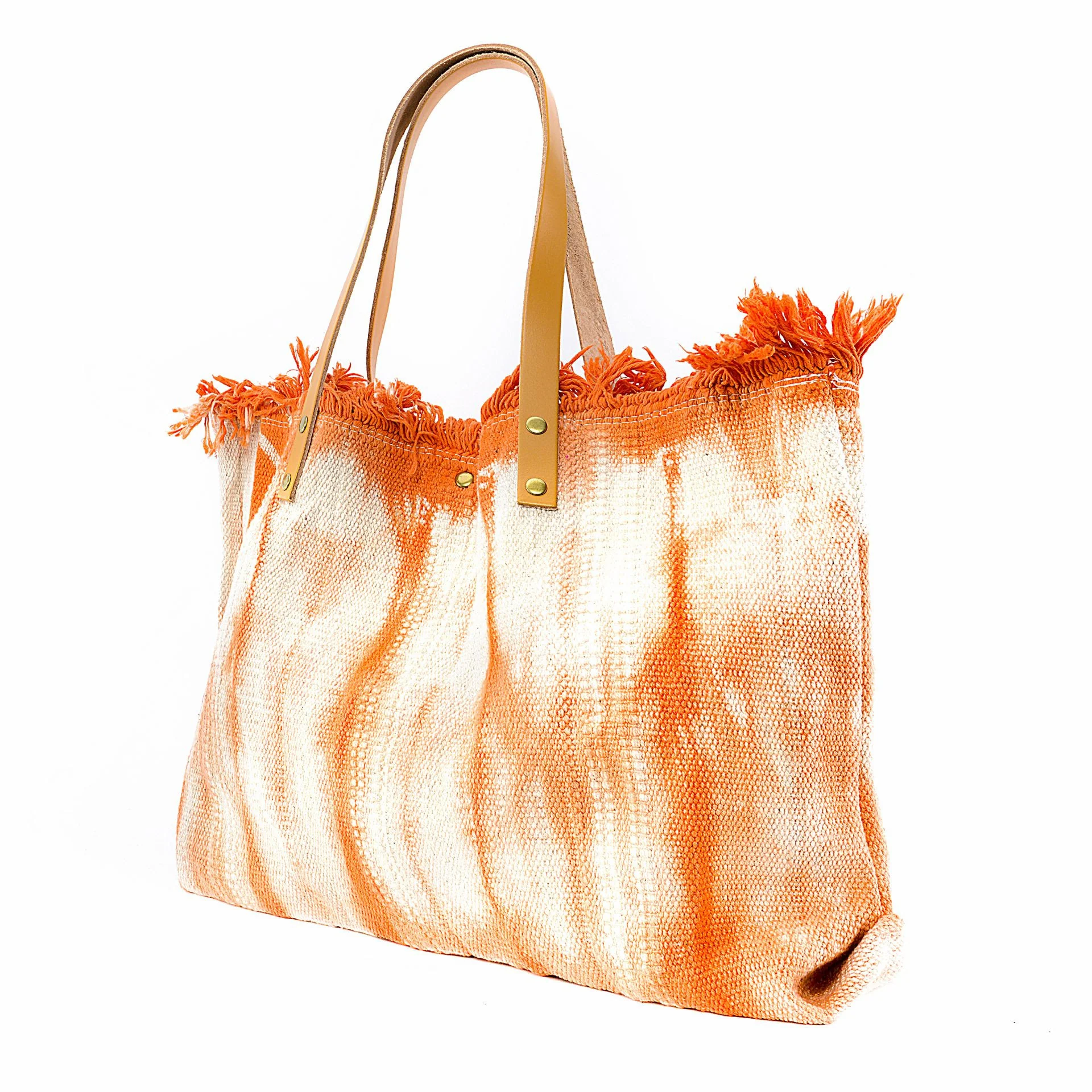 Sac de plage cabas en tissu BELIZE Orange patiné - Image 2