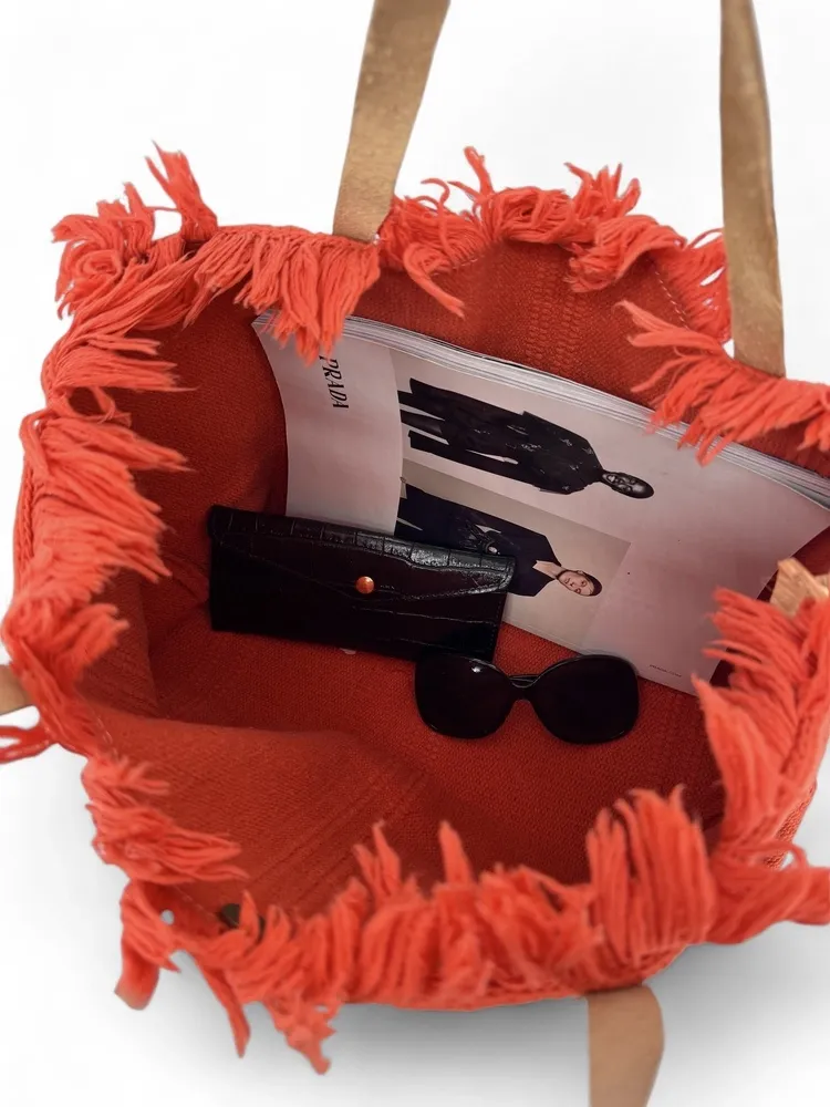 Sac de plage cabas en tissu IBIZA Mandarine - Image 4