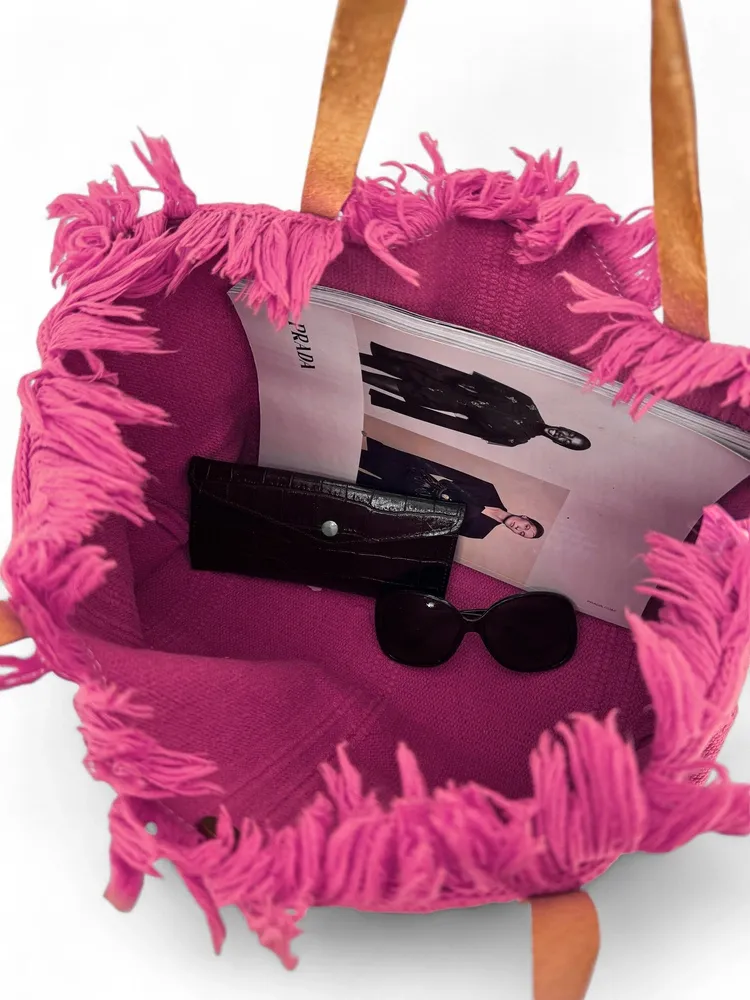 Sac de plage cabas en tissu IBIZA Rose - Image 4