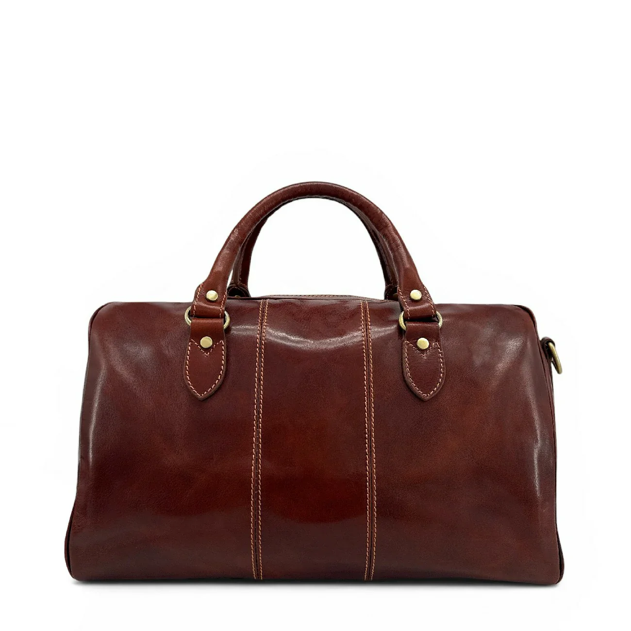 Sac de voyage en cuir lisse ANGKOR Marron châtaigne