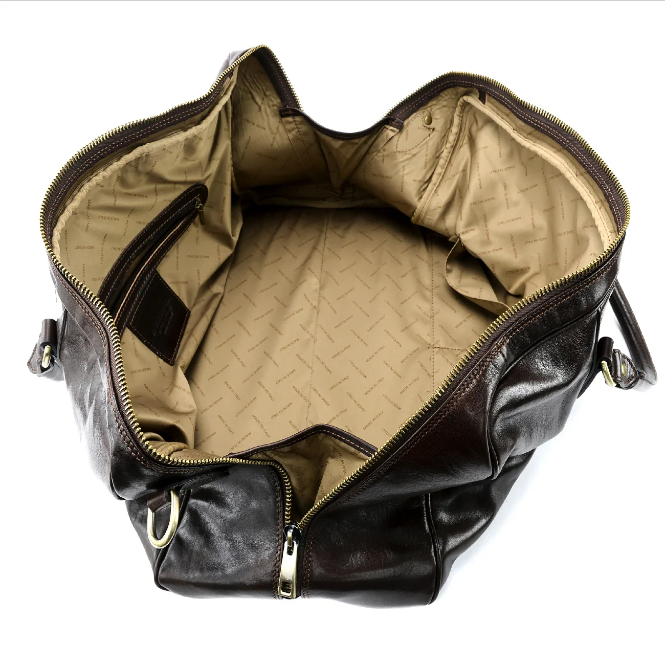 Sac de voyage en cuir lisse KALAHARI Marron chocolat - Image 5