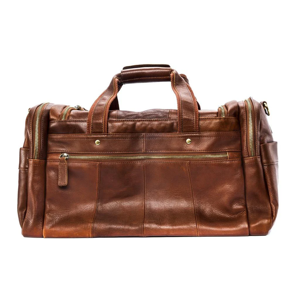 Sac de voyage en cuir lisse ACCRA Camel foncé - Image 2