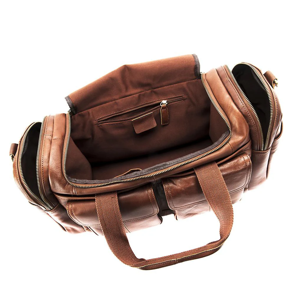 Sac de voyage en cuir lisse ACCRA Camel foncé - Image 5
