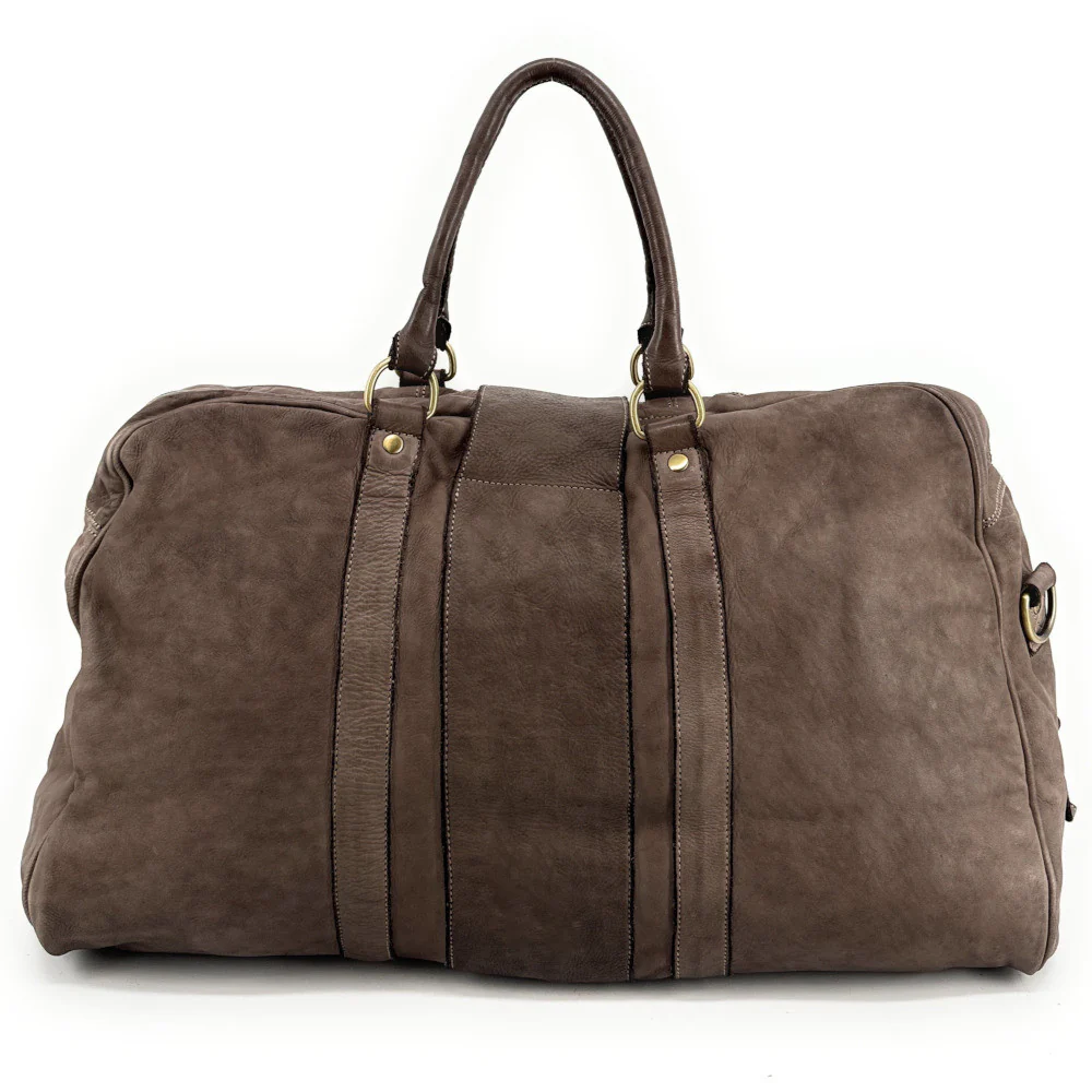 Sac de voyage en cuir vintage COBA Taupe foncé - Image 4