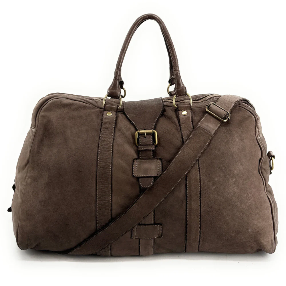 Sac de voyage en cuir vintage COBA Taupe foncé - Image 5