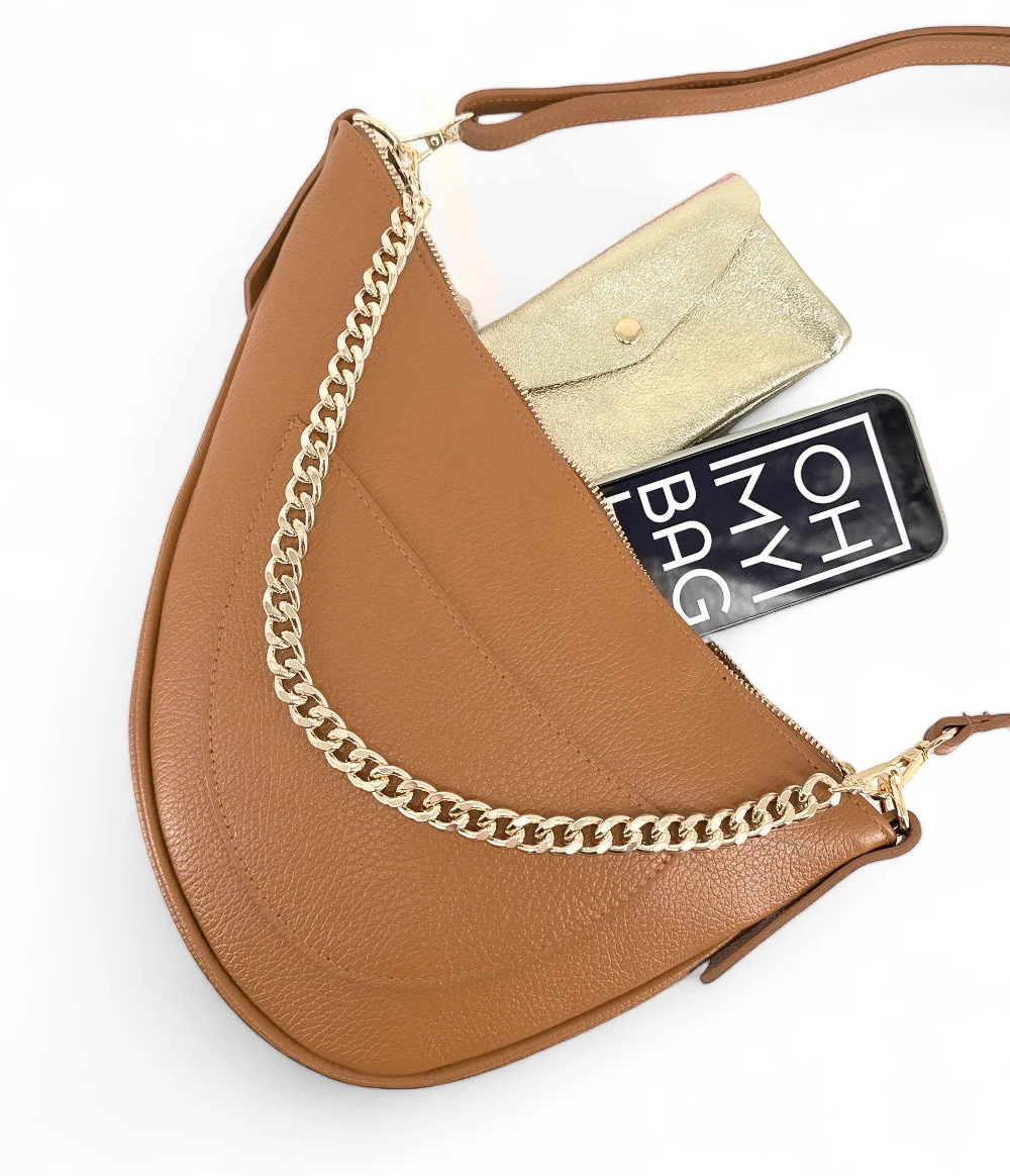 Sac demi-lune en cuir grainé DIANE Camel - Image 5
