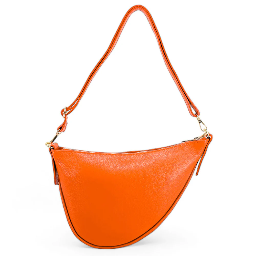 Sac demi-lune en cuir grainé DIANE Orange - Image 5