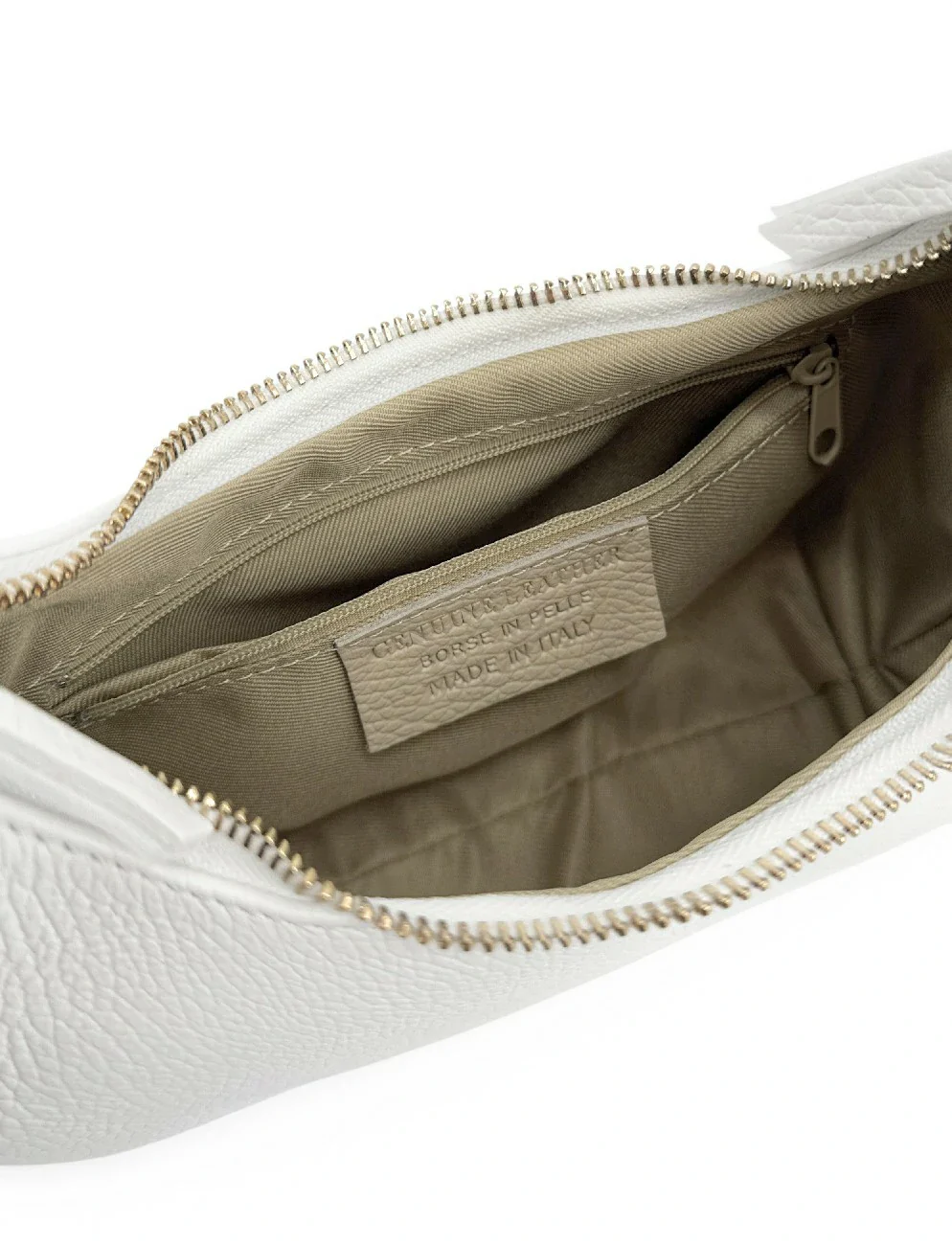 Sac demi-lune en cuir grainé SILOE Blanc - Image 6