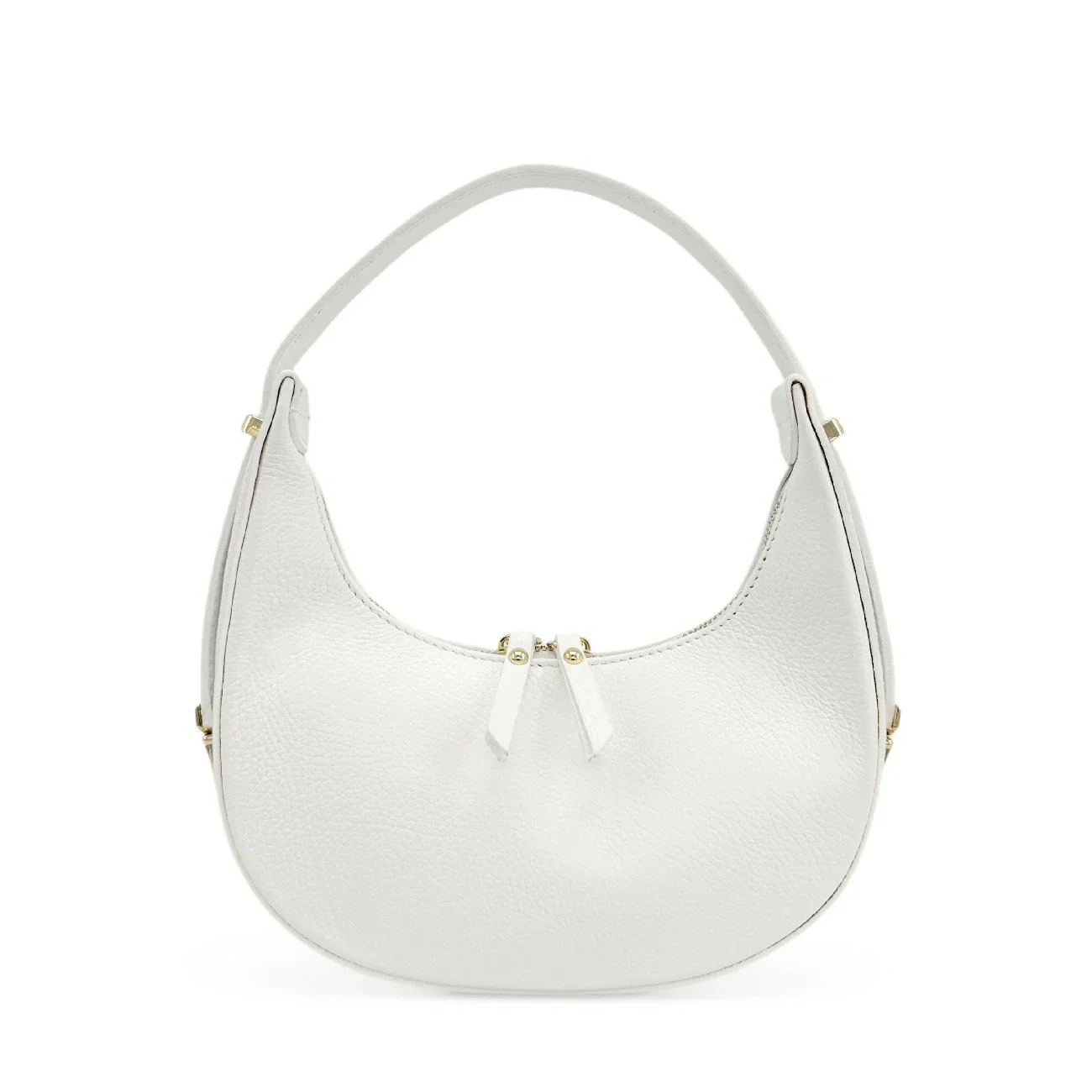 Sac demi-lune en cuir grainé SILOE Blanc - Image 7
