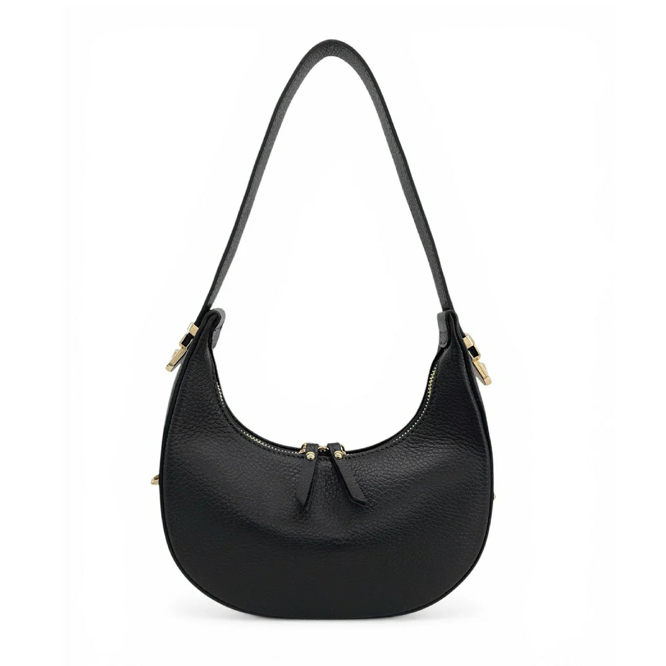 Sac demi-lune en cuir grainé SILOE Noir - Image 4