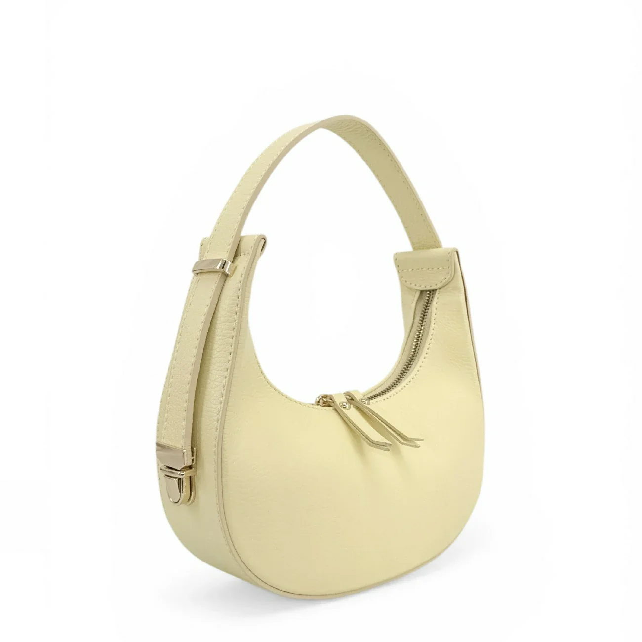Sac demi-lune en cuir grainé SILOE Soft jaune - Image 2