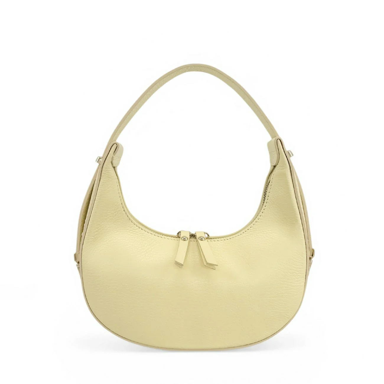 Sac demi-lune en cuir grainé SILOE Soft jaune - Image 7