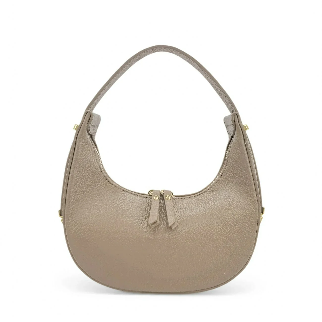 Sac demi-lune en cuir grainé SILOE Taupe - Image 7