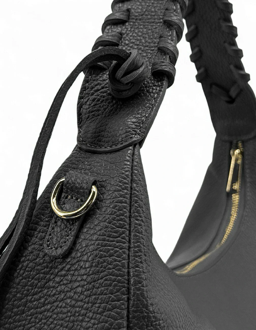Sac demi-lune en cuir grainé NYX Noir - Image 5